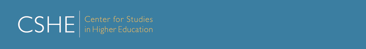 CSHE text logo on blue background